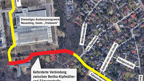 Das rote Stück Radweg müsste neu gebaut werden, dagegen spricht der Naturschutz.