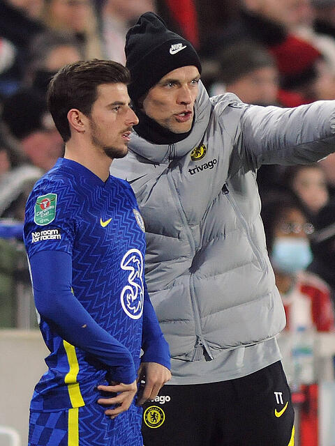 Mason Mount (l.) galt als einer der Lieblingsspieler von Thomas Tuchel, als der beim FC Chelsea unter Vertrag stand.