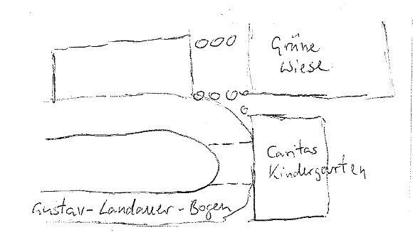 Einfach, aber aufschlussreich: Die Skizze zur Situation am Gustav-Landauer-Bogen.