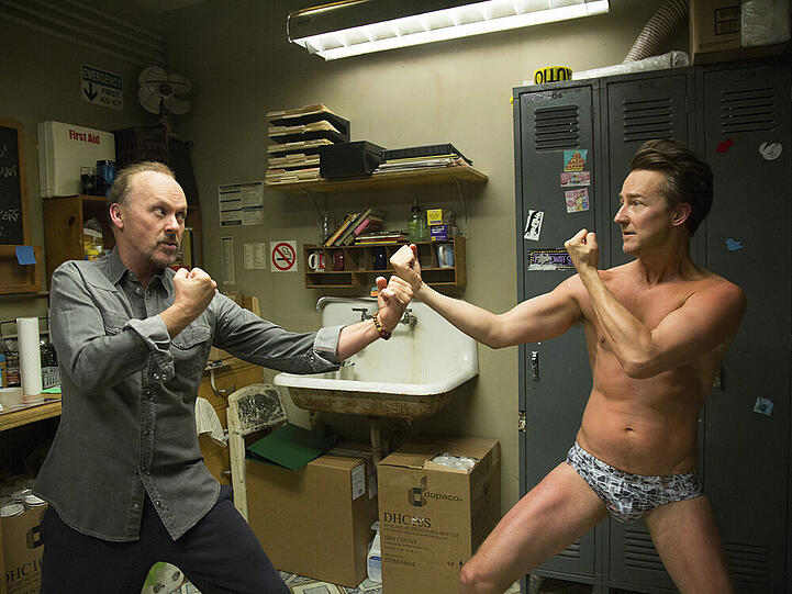 Kam, sah und siegte: "Birdman" mit Edward Norton (r.) und Michael Keaton war der große Gewinner