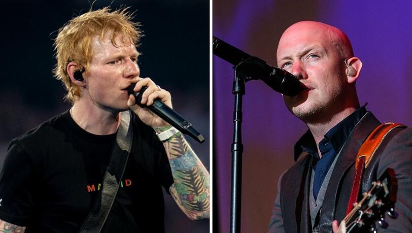 Ed Sheeren (l.) holte Isaac Slade, den früheren Frontmann der US-Band The Fray, als Support-Act auf die Bühne. Ed Sheeren (l.) holte Isaac Slade, den früheren Frontmann der US-Band The Fray, als Support-Act auf die Bühne.