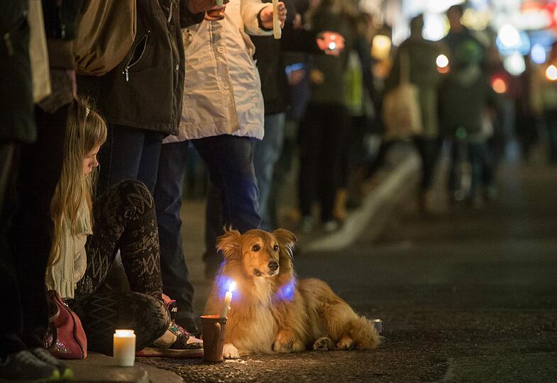 Bilder von der Lichterketten-Aktion in München