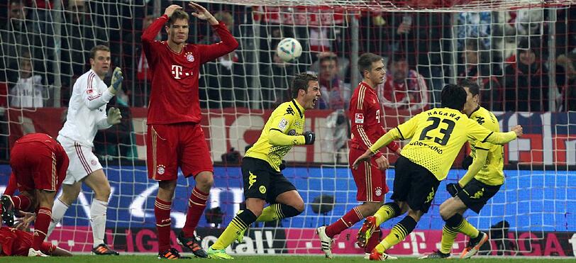 November 2011 - Sieg Dortmund: Mario Götze jubelt über das entscheidende 1:0 in München. 0:1 Götze (65.)