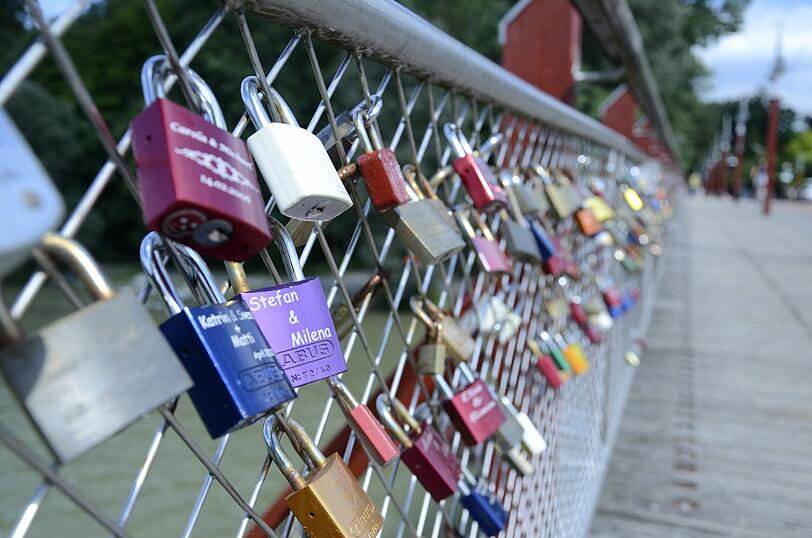 Liebesschlösser an der Thalkirchner Brücke.