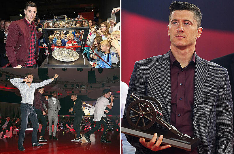 Kommt aus dem Feiern nicht mehr raus und hat so einiges an offiziellen Anlässen zu bewältigen: Bayern-Torjäger Robert Lewandowski.