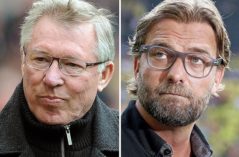 Englands Trainer-Ikone Alex Ferguson sieht keine grundsätzlichen Hindernisse für ein Engagement Jürgen Klopps (rechts) in England.
