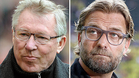 Englands Trainer-Ikone Alex Ferguson sieht keine grundsätzlichen Hindernisse für ein Engagement Jürgen Klopps (rechts) in England.