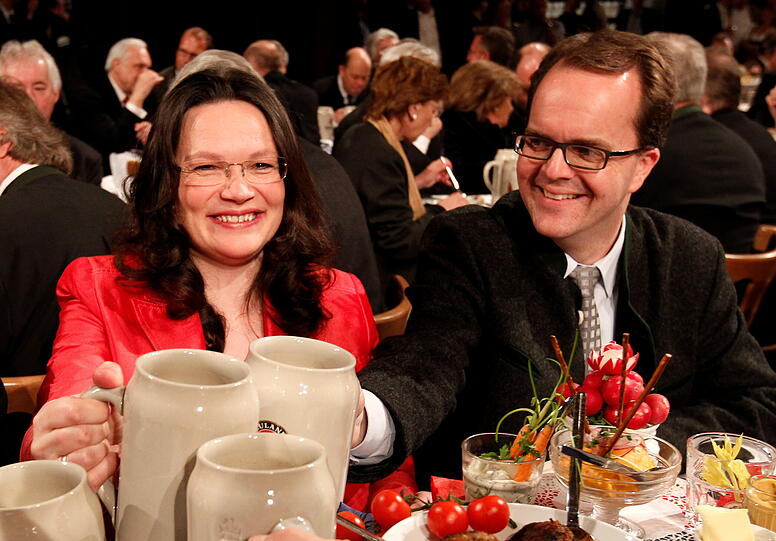 Andrea Nahles, Generalsekretärin der SPD, und Markus Rinderspacher, Fraktionsvorsitzender der bayerischen SPD.