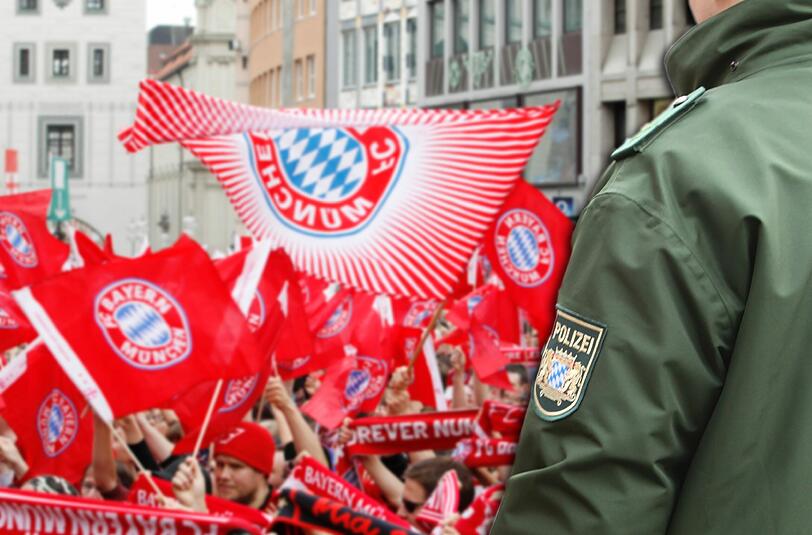 Für die Polizei gab's wenig zu tun bei der Double-Feier am Marienplatz.