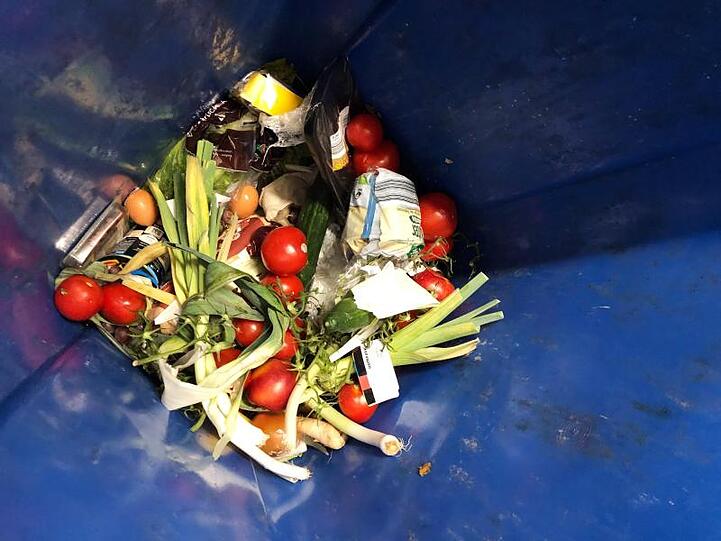 Weggeschmissene Lebensmittel liegen in einer Mülltonne. Foto: Christiane Raatz/dpa-Zentralbild/dpa/Archivbild
