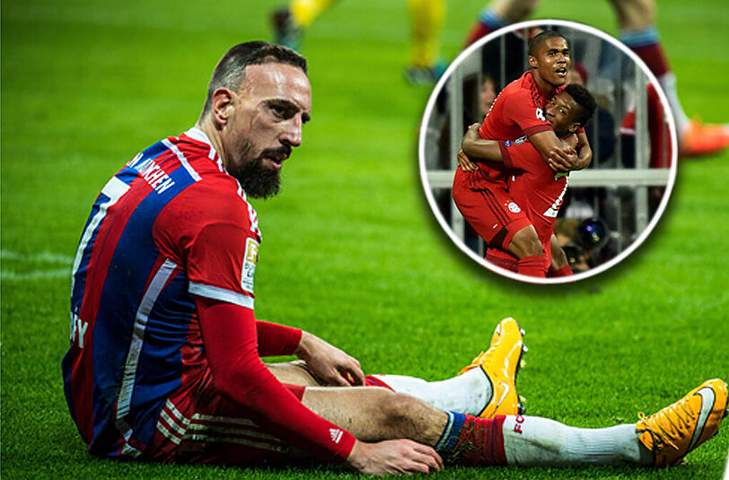 Wird im April 33 Jahre alt: Bayerns Frack Ribéry (l.), der zuletzt im März spielen konnte. Bayerns Top-Einkäufe (kleines Bild): Douglas Costa (l.) und Kingsley Coman.