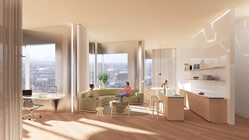 So stellen sich die Architekten eine Wohnung in einem der Türme vor.
