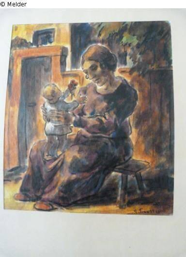 Erich Fraaß: «Mutter und Kind», Aquarell, 1922.