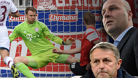 Die Bundesliga ist sauer auf die fehlende Bayern-Motivation. Klaus Allofs (unten rechts) und Dirk Dufner haben die Pleiten-Serie öffentlich kritisiert.