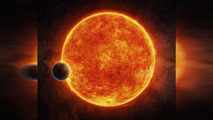 Der Exoplaneten LHS 1140b. Der Exoplanet kreist um den roten Zwergstern LHS 1140 im Sternbild Walfisch (Cetus), hat einen Durchmesser von etwa 18 000 Kilometern und fast sieben Mal soviel Masse wie unsere Erde.