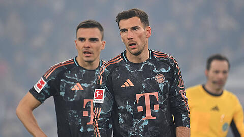 Konkurrieren um einen Mittelfeldplatz beim FC Bayern: Joao Palhinha (li.) und Leon Goretzka.