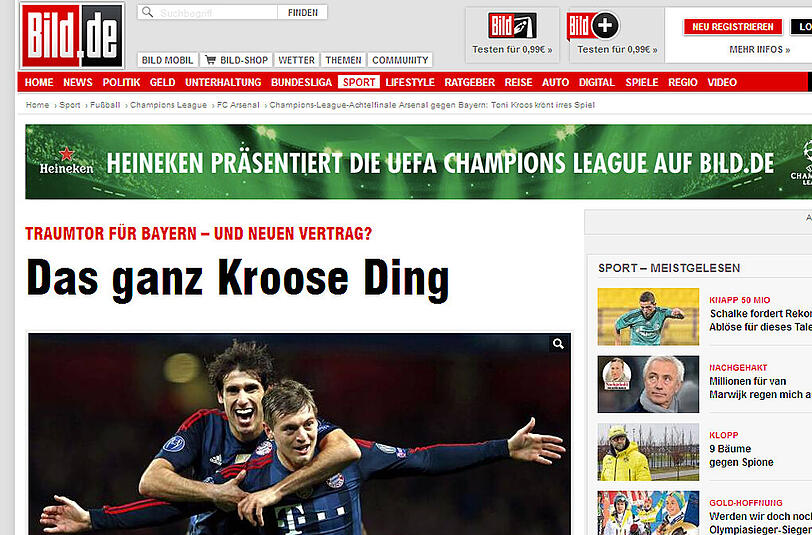 Ganz KROOS: Bild.de übt sich in einem Wortspiel mit dem Torschützen Toni Kroos.