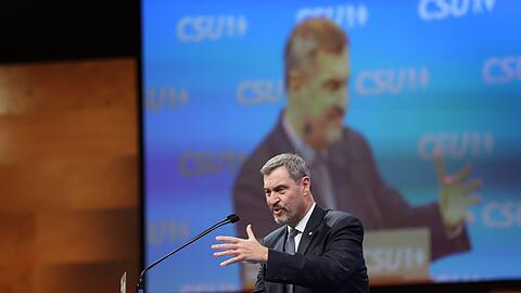 Markus Söder wählt auf dem CSU-Parteitag deutlich Worte. Markus Söder wählt auf dem CSU-Parteitag deutlich Worte.