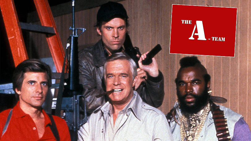 "A-Team" bestand aus den Schauspielern Dirk Benedict, Dwight Schultz, George Peppard und Mr. T.