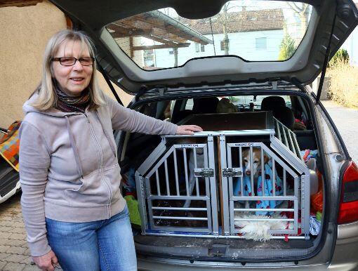 Ursula Rudolf hat ihre beiden Hunde in den Kofferraum gepackt. Auch die Vierbeiner dürfen nicht in der Sperrzone bleiben.