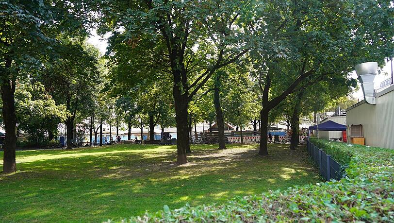 Diese Hundewiese grenzt an den Interims-Elisabethmarkt. Die CSU fordert nun: Gebt sie frei, etwa für den Wintergarten.