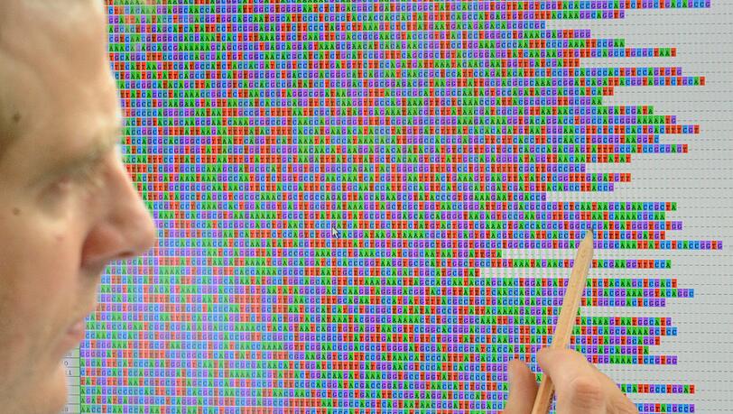 Er war an der Sequenzierung beteiligt: Der Bakteriologe Holger Rohde vom Universitätsklinikum Eppendorf zeigt auf den genetischen Code des EHEC-Erregers. Er war an der Sequenzierung beteiligt: Der Bakteriologe Holger Rohde vom Universitätsklinikum Eppendorf zeigt auf den genetischen Code des EHEC-Erregers.