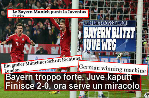 Bayern schlägt Juventus Turin und stößt die Tür ins Halbfinale der Champions League weit auf. Der Blick in die nationale und internationale Presse.
