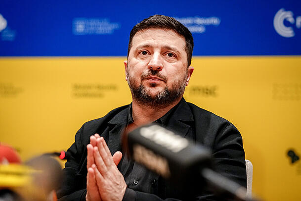 Wolodymyr Selenskyj, Pr&auml;sident der Ukraine, gibt bei der 62. M&uuml;nchner Sicherheitskonferenz (MSC) eine Pressekonferenz.
