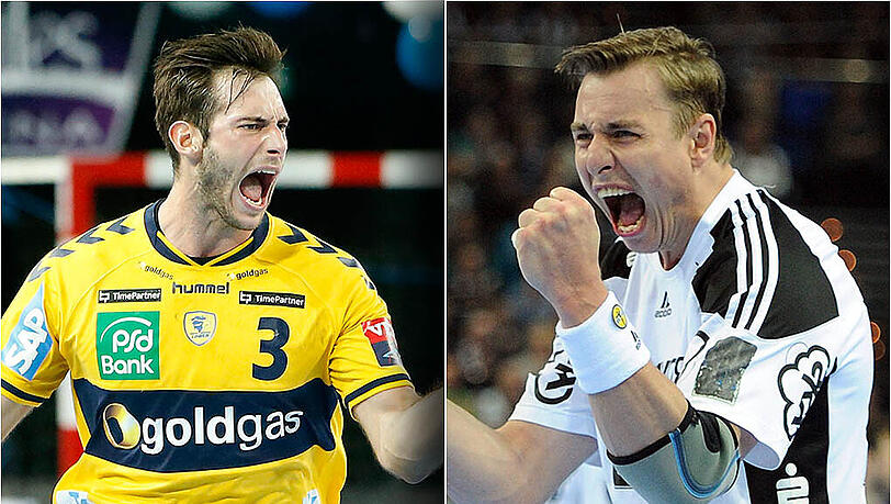 Wer wird das Spitzenspiel der Handball-Bundesliga am Sonntag für sich entscheiden? Die Rhein-Neckar Löwen mit Uwe Gensheimer (l.) oder der Tabellenführer aus Kiel mit Filip Jicha.