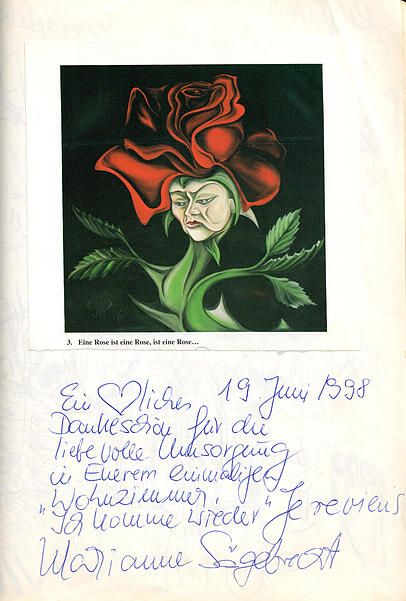Gruß in Gertis Gästebuch: Marianne Sägebrecht... Gruß in Gertis Gästebuch: Marianne Sägebrecht...