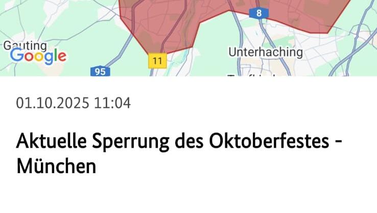 Gegen 11 Uhr schrillten rund um die Theresienwiese die Handys, diese Warnung ging raus. Gegen 11 Uhr schrillten rund um die Theresienwiese die Handys, diese Warnung ging raus.