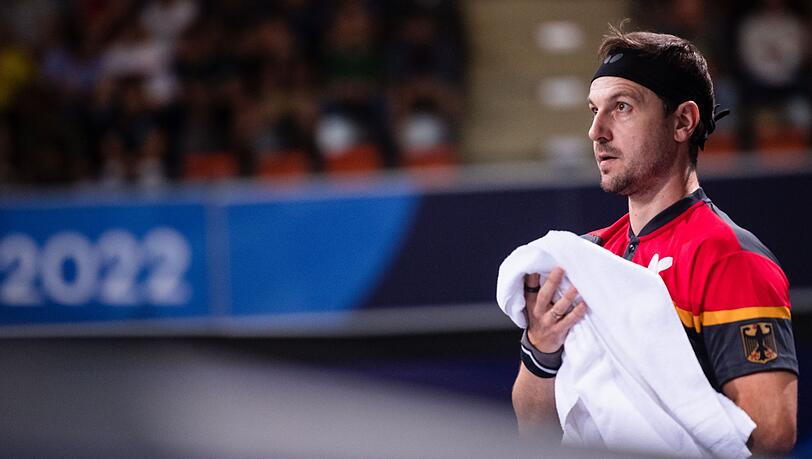 Timo Boll im Match gegen Qiu (beide Deutschland).