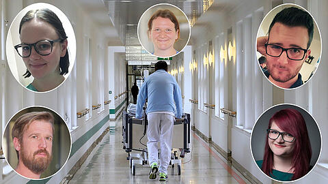 Fünf Pfleger - Fünf Sichtweisen. In der AZ berichten sie von ihren Erfahrungen im Krankenhaus-Alltag.