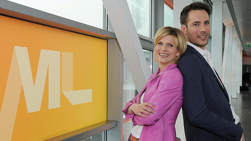 Die aktuellen "Mona Lisa"-Moderatoren: Barbara Hahlweg und Alexander Mazza in der Sky Lounge in München.