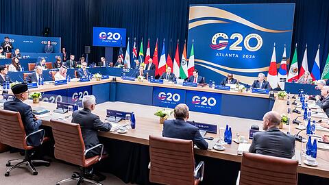 Die Au&szlig;enminister der G20-Runde der gro&szlig;en Industrie- und Schwellenl&auml;nder beraten in Atlanta unter anderem &uuml;ber die Folgen der Kriege in der Ukraine und im Iran.