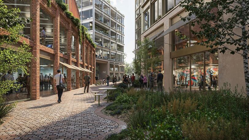 Der Innenhof des Büroensembles Nymphenburger Straße 3 wird aufgehübscht.