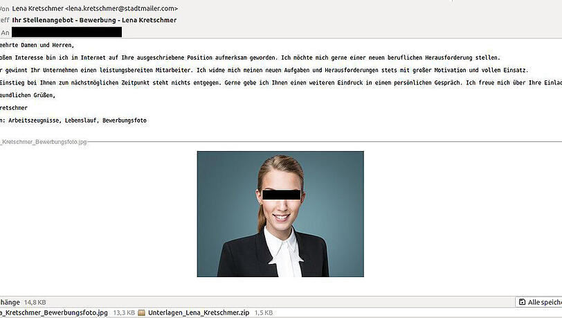 So sieht die falsche E-Mail aus. So sieht die falsche E-Mail aus.