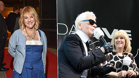 Fesch im Dirndl: Patricia Riekel bei der Salvatorprobe. Rechts ist die ehemalige "Bunte"-Chefin 2008 mit Modedesigner Karl Lagerfeld (&dagger;) zu sehen.