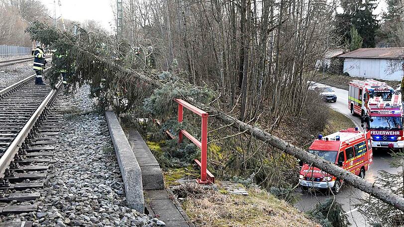 Weil der Baum auf den Gleisen landete, musste der Zugverkehr zwischen München und Holzkirchen eingestellt werden.