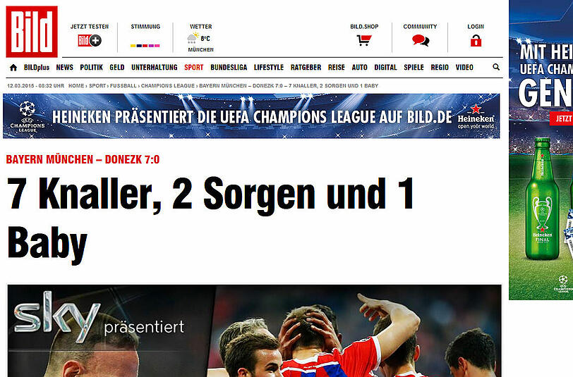 "7 Knaller" titelt Bild.de einen Tag nach dem Sieg der Bayern.