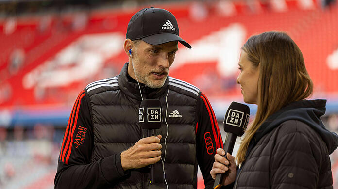 Thomas Tuchel war nach dem Sieg gegen die Hertha sichtlich erleichtert und verplapperte sich im TV-Interview mit Laura Wontorra.