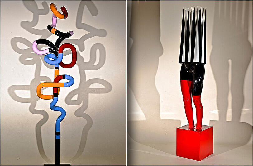 Zwei Ausstellungsstücke von Sam Shendi.