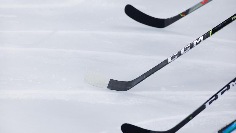 Zu sehen sind Eishockeyschläger.