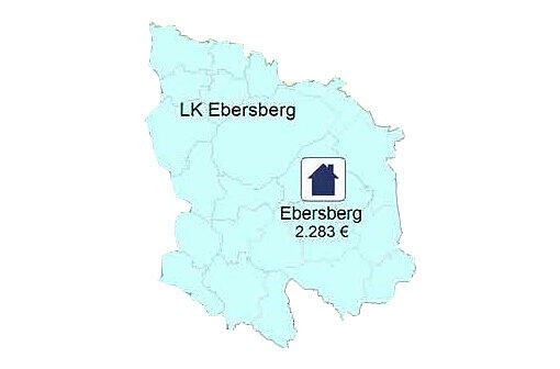 Das Umland: Je dunkler die Karte, desto höher die Kaufkraft. Dazu: Die Quadratmeterpreise für Eigentumswohnungen.