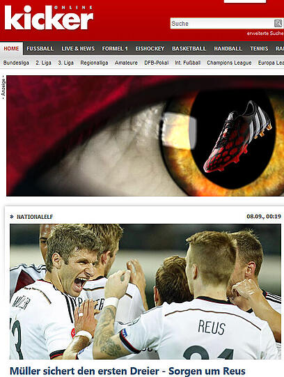 "Müller sichert den ersten Dreier - Sorgen um Reus", kicker.de