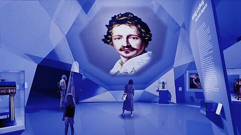 Gestaltungseinblick zum Prolog zur Ausstellung "Ludwig I. - Bayerns größter König?"