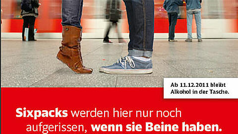 Die Bahn macht Trinkern Beine: Mit diesem Plakat wird ab Dezember über das Alkoholverbot in der Münchner S-Bahn informiert.