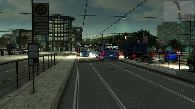 So sieht eine virtuelle Fahrt durch München in der Bussimulation aus.