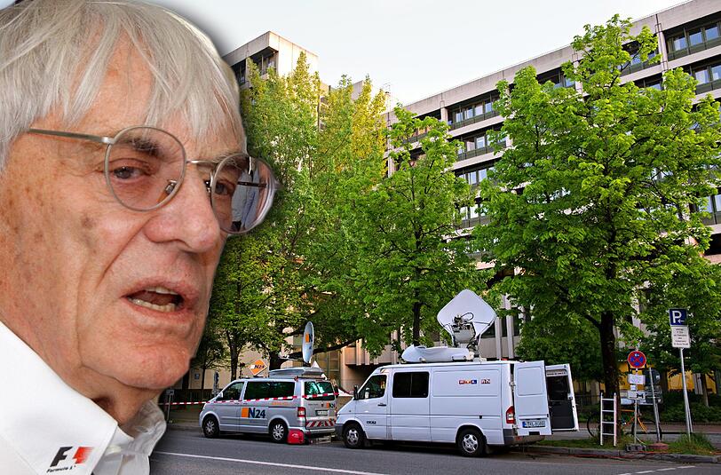 Mr. Formel 1 vor Gericht: Am Donnerstagmorgen stehen Übertragunswagen von Fernsehteams vor dem Landgericht. Der Prozess gegen Bernie Ecclestone beginnt um 9.30 Uhr.