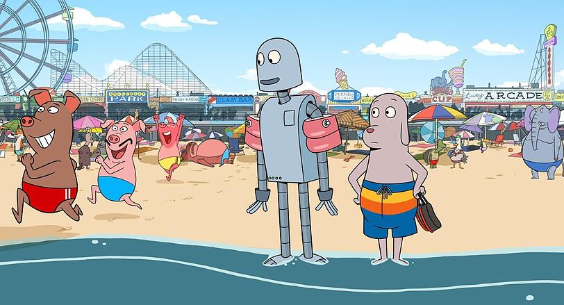 Der Hund fährt mit Robot nach Coney Island, wo ein wildes Gefühl von Sommerferien herrscht, auch wenn sich einige schweinisch aufführen.